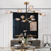 Lustra RFAN, Model D20058/6, cu 6 Abajururi, 100 W, Negru/Auriu