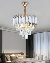 Candelabru RFAN, Model S9001/300, Textura Cristal, Metal, 3 X E27, Alb/Auriu