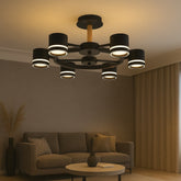 Lustra RFAN, Model R9171/6, 6 X Bec LED GX53, 3 Tipuri De Lumina, 72W, Negru