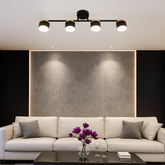 Lustra LED RFAN, Model D60309-4 GX53, 4 Spoturi Orientabile, Design Modern, 4x9W, Negru + Auriu, Montaj Aplicat
