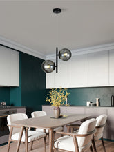 Pendul RFAN, Model N6804-2, Cu 2 Abajururi, 2 x E27, Inaltime Reglabila, Negru