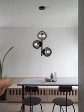 Pendul RFAN, Model N6804-3, Cu 3 Abajururi, 3 x E27, Inaltime Reglabila, Negru