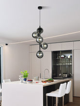 Pendul RFAN, Model N6804-5, Cu 5 Abajururi, 5 x E27, Inaltime Reglabila, Negru