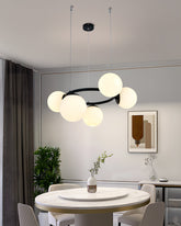 Pendul RFAN, Model N6805-5, Cu 5 Abajururi, 5 x E27, Inaltime Reglabila, Negru/Alb