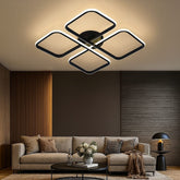 Lustra LED RFAN, Model R9168/4, cu Telecomanda, 3 Tipuri de Lumina, Intensitate Reglabila, 74W, Negru