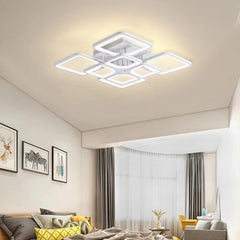Lustra LED RFAN, Model K52/8, cu Telecomanda, 3 Tipuri de Lumina, Intensitate Reglabila, 200W, Alb