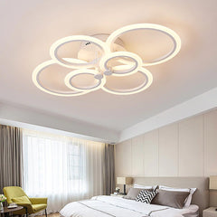 Lustra LED RFAN, Model M003-6, cu Telecomanda, 3 Tipuri de Lumina, Intensitate Reglabila, 81W, Alb