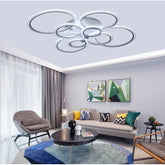 Lustra LED RFAN, Model Q38/8, cu Telecomanda, 3 Tipuri de Lumina, Intensitate Reglabila, 150W, Alb