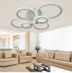 Lustra LED RFAN, Model K38 2+2+2, cu Telecomanda, 3 Tipuri de Lumina, Intensitate Reglabila,  132W, Alb